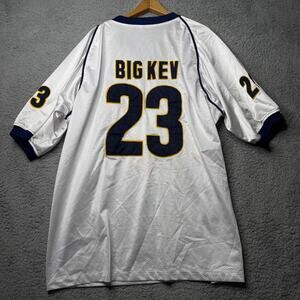 Football Jersey Big Kev Mens 2XL White and Blue #23 Embroidered Short Sleeve